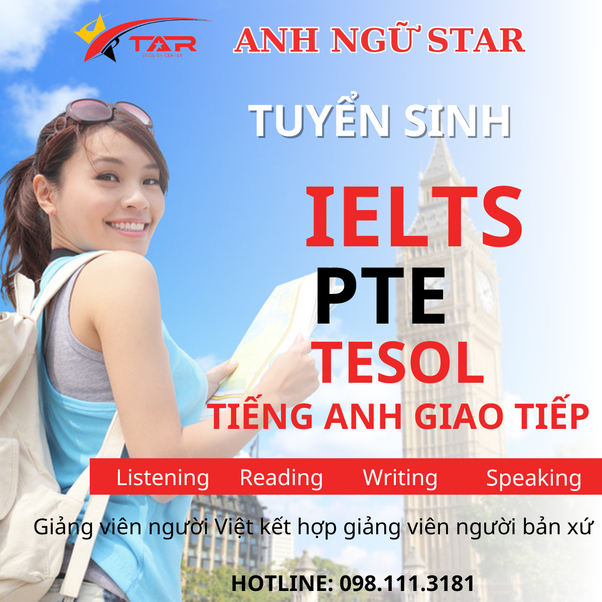 Tuyển sinh IELTS - PTE - TESOL - Tiếng Anh giao tiếp